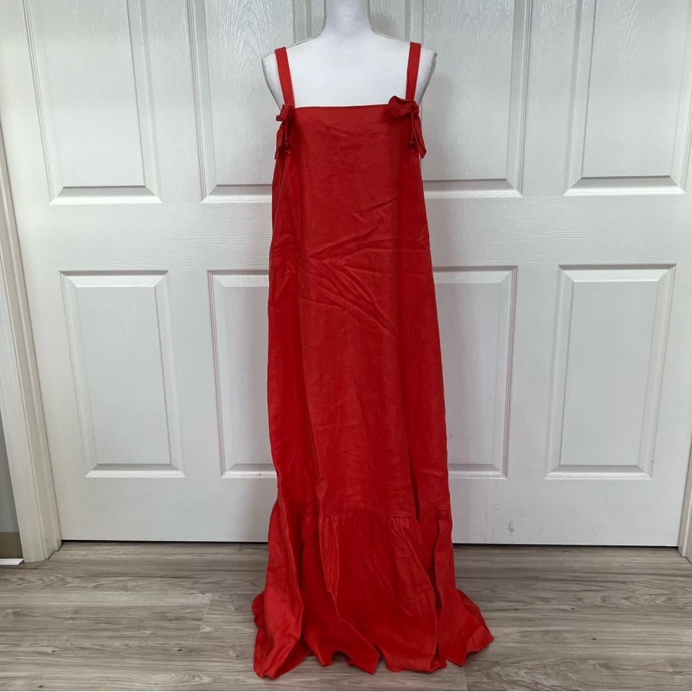 Adriana Degreas Cherry Bomb Red Solid Long Dress with Straps Size L - Picture 6 of 16